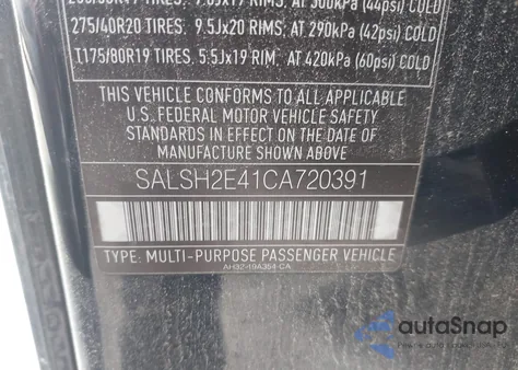 2012 Land Rover Range Rover Sport z USA, uszkodzony, nr VIN SALSH2E41CA720391